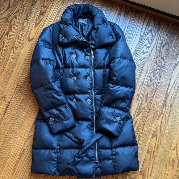 Affliction Black Premium 73 Live Fast Warm Long Puffer Coat Jacket Zip Belt XS - Picture 13 of 13